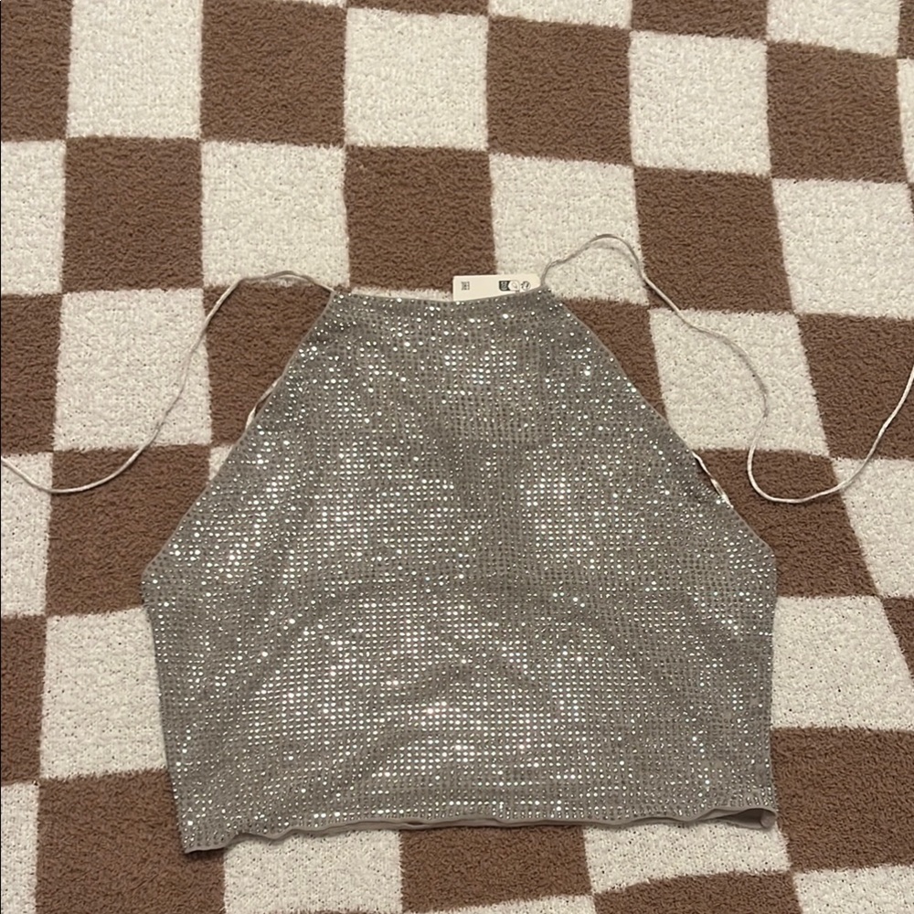 Silver Halter Top